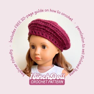 18 Inch Doll Beret Hat PDF Crochet Pattern