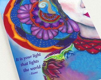 Bohemian Greeting Card Pack | Mandala Design with Rumi Quote | Multi-Occasion Cards