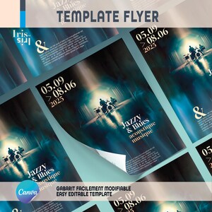 A5 Flyer Advertisement TEMPLATE CANVA | Adaptable double-sided templates | digital and paper | concert show + visual Blues music group