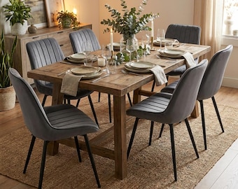4er Set Samt Esszimmerstühle | Sofort Versandbereit | Metallbeine in Schwarz | Versandbereit | Polsterstühle | Bequem | Hochwertig | Neu