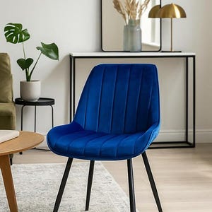 Juego De 4 Sillas De Comedor Modernas De Terciopelo Gris O Azul, Con Asiento Acolchado Y Patas De Metal