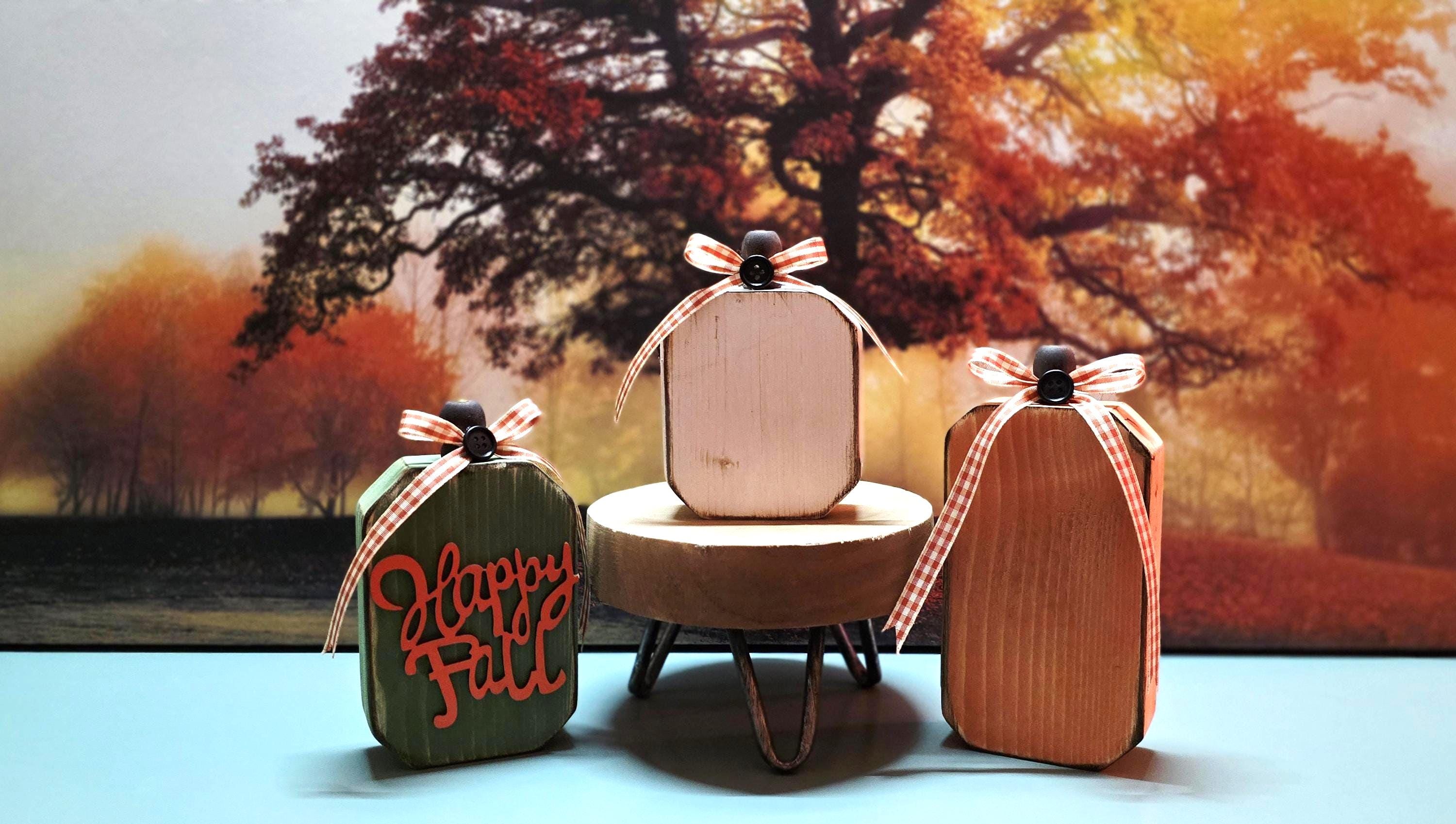 Wood pumpkins, fall decor, table decor, thanksgiving decor, wood shelf sitter, Handmade rustic wooden pumpkin set, wood pumpkins - Thumbnail 2