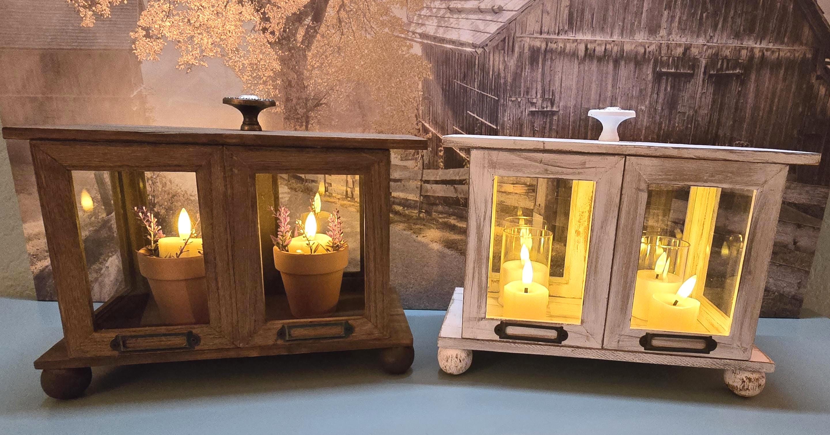 Rustic candle display box, wedding table display box, candle pet memorial display, farmhouse home decor, wedding candle display box - Thumbnail 6