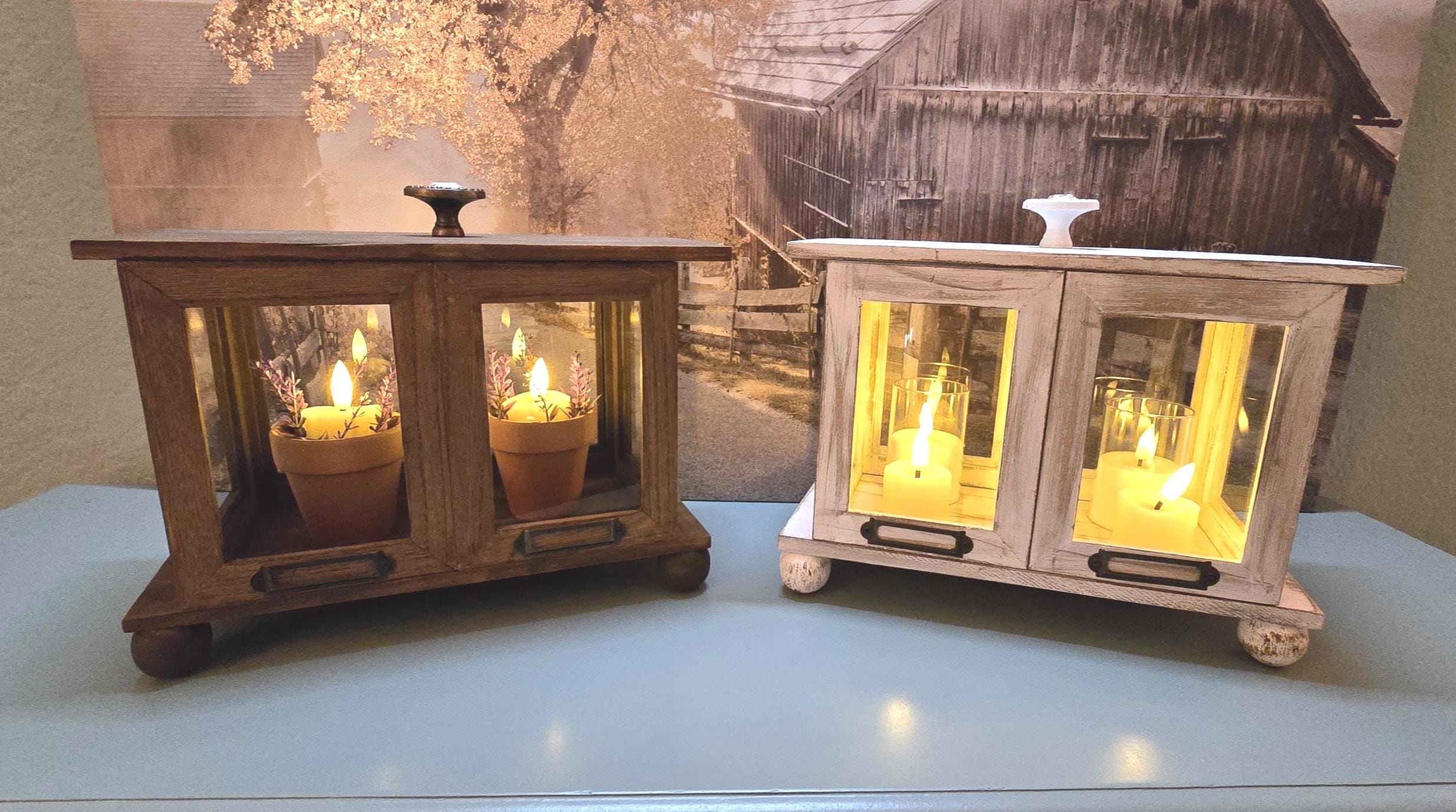 Rustic candle display box, wedding table display box, candle pet memorial display, farmhouse home decor, wedding candle display box - Thumbnail 7
