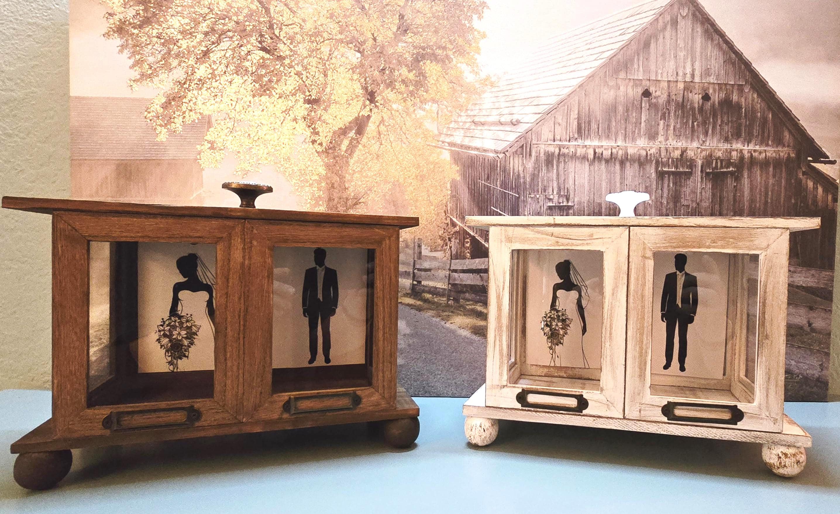 Rustic photo display box, wedding table display box, pet photo memorial display, farmhouse home decor, wedding photo display box - Thumbnail 7