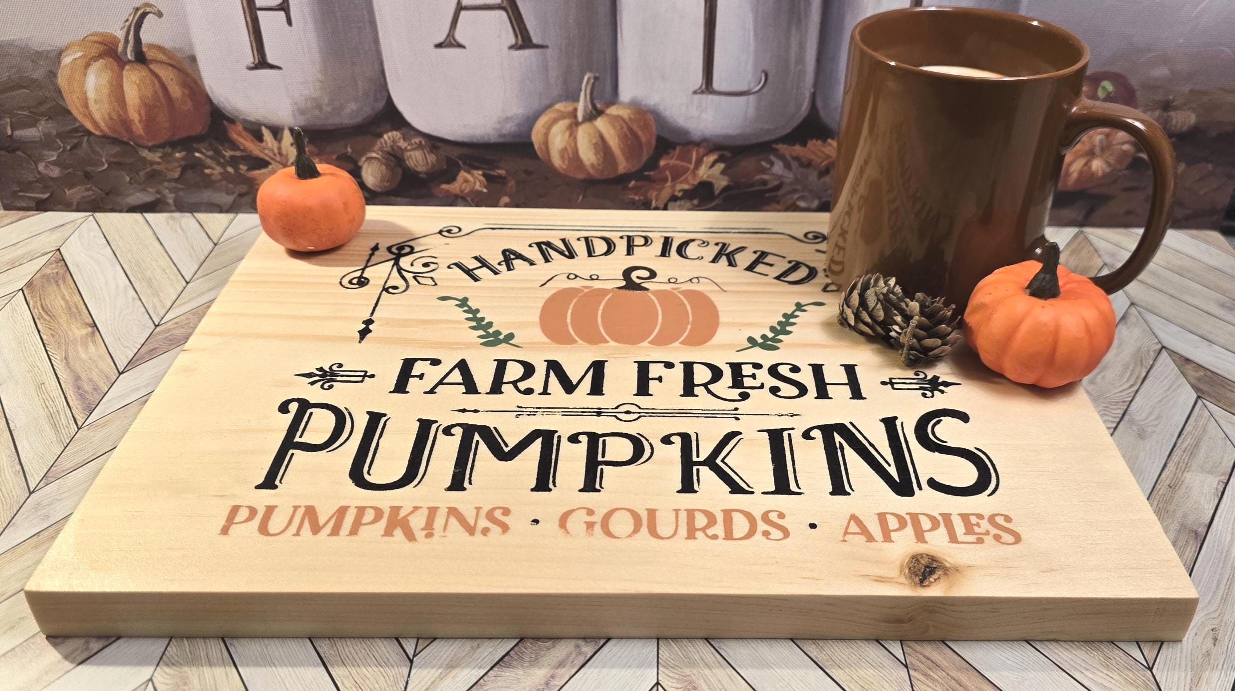 Fall Serving Trays or Signs, Painted or Wood Burned Serving Tray or Sign, Rustic Autumn Wall decor, Wood Tray with Handles - Thumbnail 5