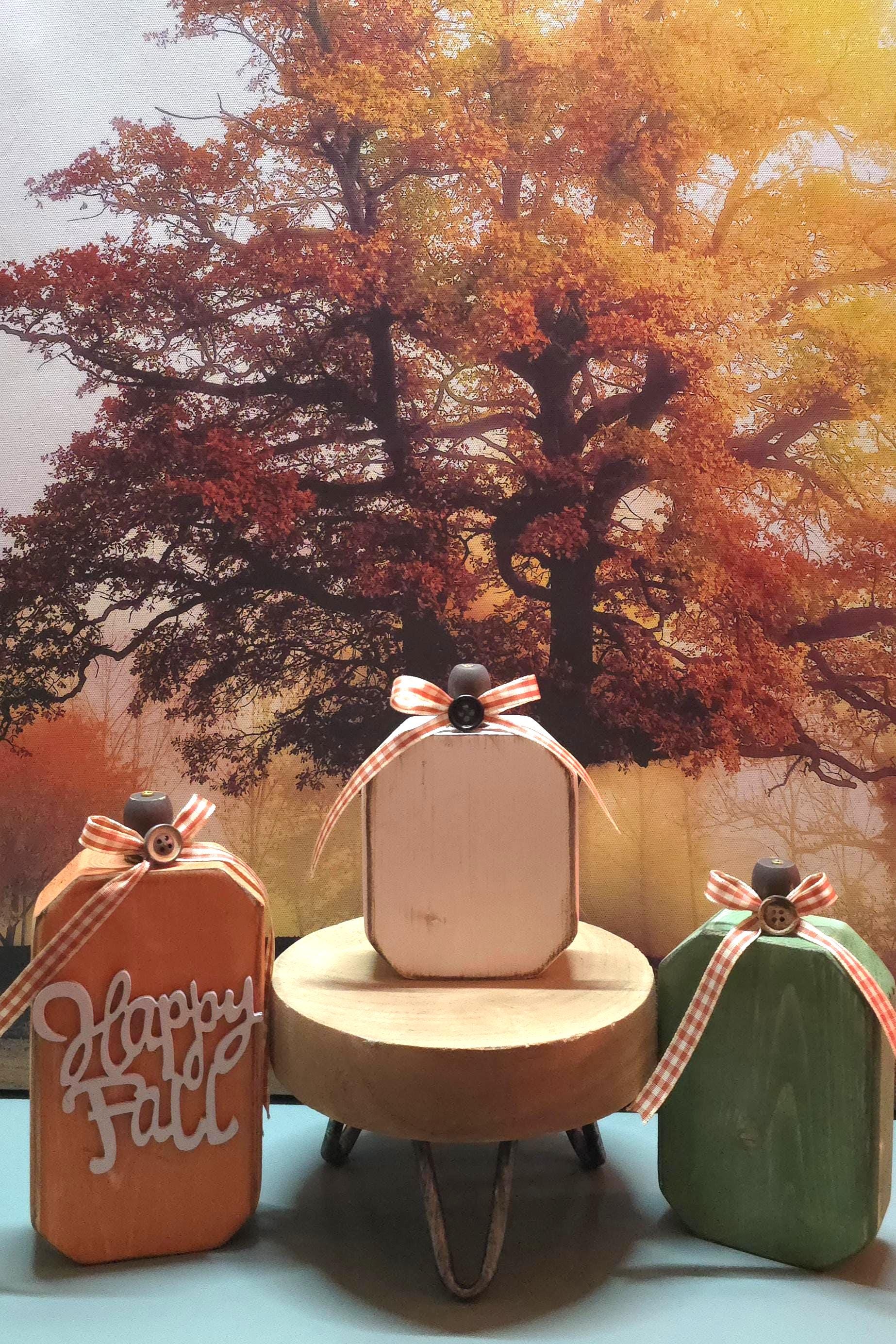 Wood pumpkins, fall decor, table decor, thanksgiving decor, wood shelf sitter, Handmade rustic wooden pumpkin set, wood pumpkins - Thumbnail 4