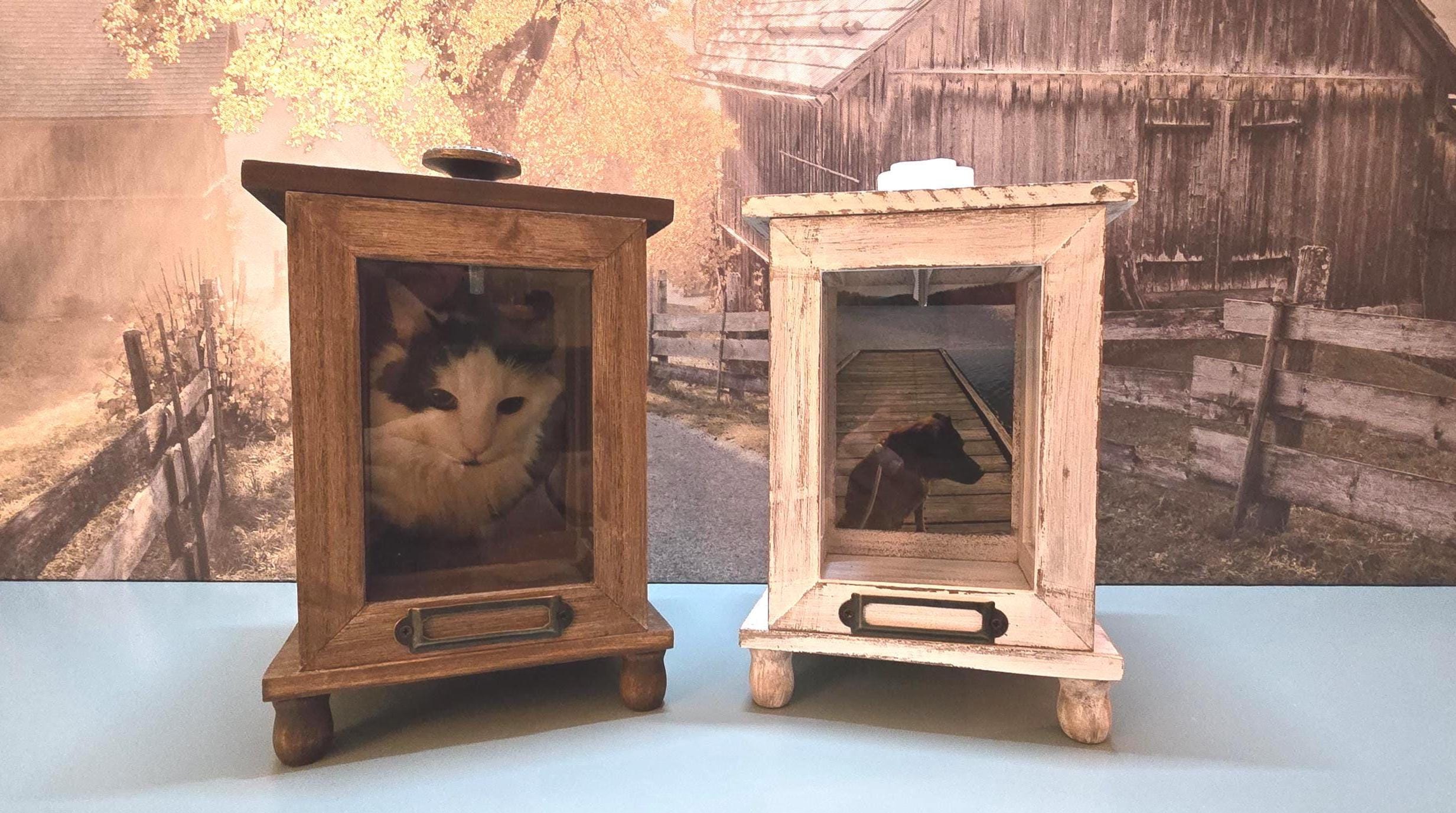 Rustic photo display box, wedding table display box, pet photo memorial display, farmhouse home decor, wedding photo display box