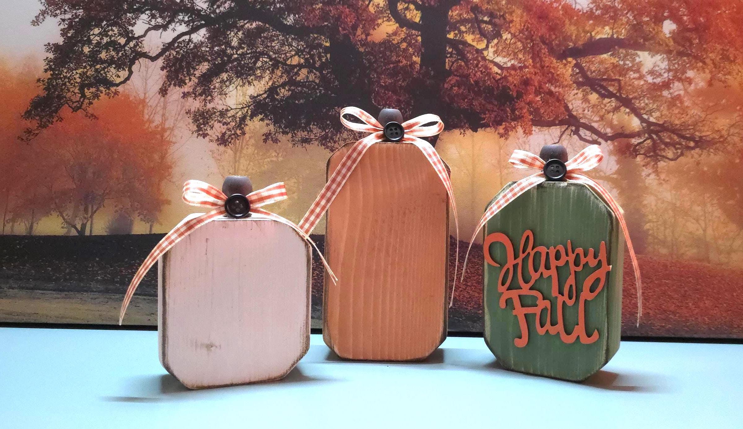 Wood pumpkins, fall decor, table decor, thanksgiving decor, wood shelf sitter, Handmade rustic wooden pumpkin set, wood pumpkins