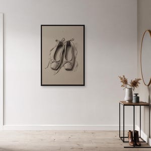Ballet Shoes Wall Art, Ballerina Gift Print, Neutral Dance Poster, Framed or Rolled Decor, Elegant Birthday Gift for Ballet Lovers