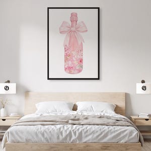 Framed Pink Perfume Bottle Wall Art, Floral Beauty Poster, Feminine Vanity Print, Elegant Room Decor, Chic Gift For Her, Soft Pink Artwork