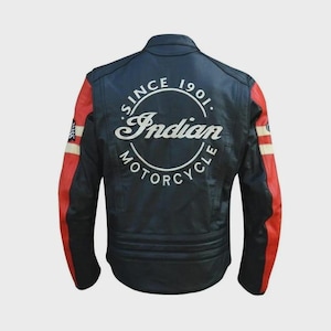 New Men's Indian Motorcycle Style Genuine Leather Jacket