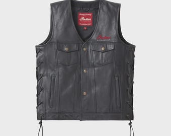 Indian Motorcycle Men's Cowhide Leather Vest, Western Cut