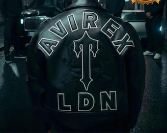 Men's Black Lambskin Leather Bomber Jacket: Avirex USA Aviation Style