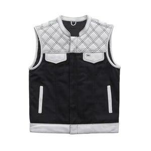 Real Leather Biker Vest: Quilted Motorcycle Club Waistcoat