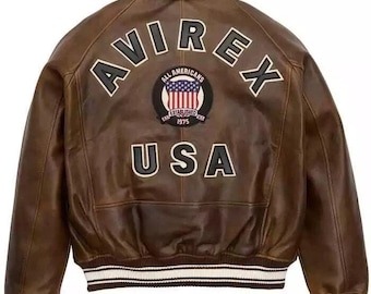 Avirex USA Leather Bomber Jacket: Vintage American Flight Style
