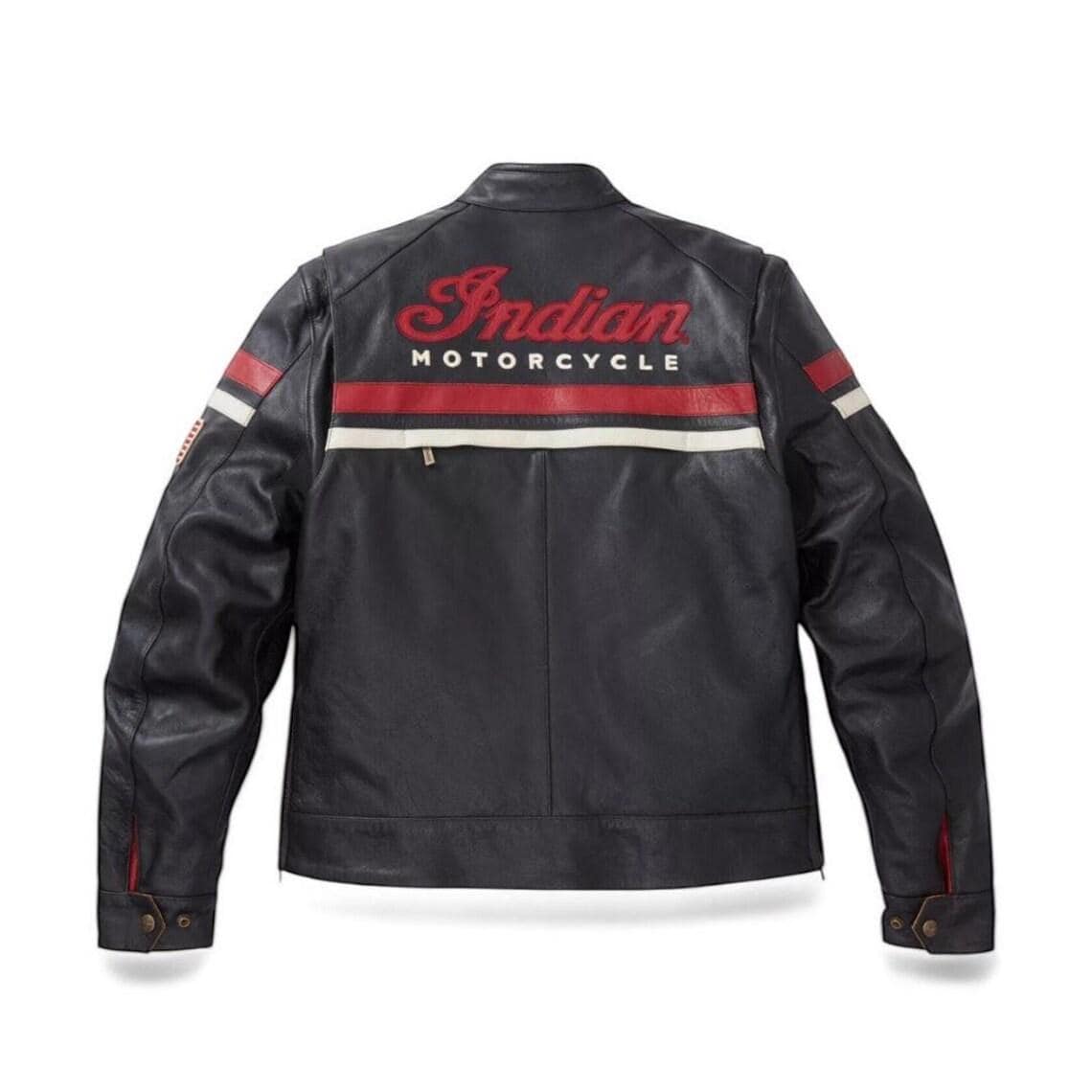 インディアンモーターサイクルレザージャケット：ブラック＆レッド