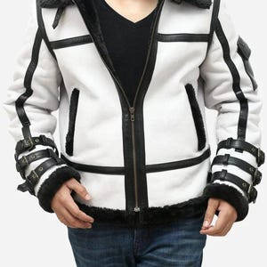 Herren B3 RAF Aviator Pelzjacke Schaffell Shearling Leder Flugjacke, Echte Handgemachte Leder Pelzjacke, Leder Bomberjacke