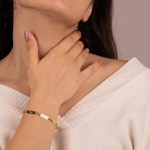 Personalized Family Name Bracelet: 14K Gold Plated Paperclip Chain