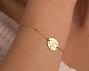 Personalized Gold Couple Name Bracelet, Anniversary Gift