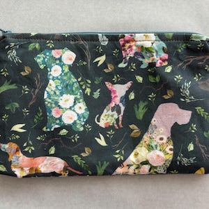 Pochette zippée matelassée Patchwork Dogs : tissu en coton, fait main