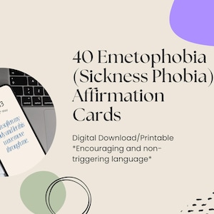 Emetofobie (ziektefobie) bevestigingsachtergronden/kaarten – set van 40 | Zachte en stimulerende ondersteuning voor geestelijke gezondheid | Digitale download