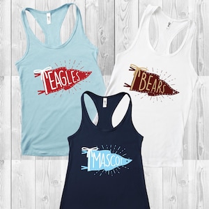 Custom Mascot Tank Top, School Spirit Racerback, Matching Team Tank Top, Cheer Team Racerback, Personalize School Team Matching Tank Top