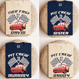 Two Fast Pit Crew Lightning McQueen Birthday Shirt, Speed Cars Birthday Boy Tee, Birthday Boy Tee, Family Matching Disney Cars Birthday  Tee