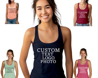 Personalized Workout Racerback, Custom Gym Shirt, Activewear for Women, Moisture-Wicking Quick-Dry Athletic Tank,  Logo Tank Top