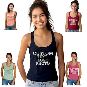 Personalized Workout Racerback, Custom Gym Shirt, Activewear for Women, Moisture-Wicking Quick-Dry Athletic Tank,  Logo Tank Top