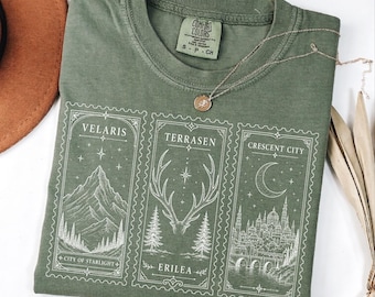 ACOTAR Book Postcard Shirt, Velaris Shirt, Terrasen Shirt, Crescent City Shirt, ACOTAR Merch, Court of Thorns Sweater