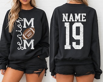 Football Senior Mom 2027 Sweatshirt and Hoodie, Customizable Football Mom Graphic, Personalized Name Tee, Senior Year Football Gift Idea