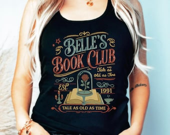 Vintage Retro Belle's Book Club Racerback, Belle Princess Tale as old as time Beauty and the Beast Tank Top, Book lover gift Racerback