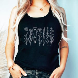 Wildflower Tank Top, Botanical Racerback, Flower Tank Top, Floral Cottagecore Racerback, Nature Tank Top, Wildflower Racerback