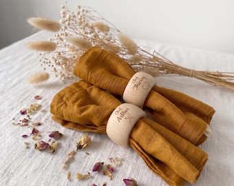 Personalized Wooden Napkin Rings, Custom Name Wedding Place Cards, Engraved Table Decor, Rustic Wedding Favors, Bridal Shower Gift for Guest