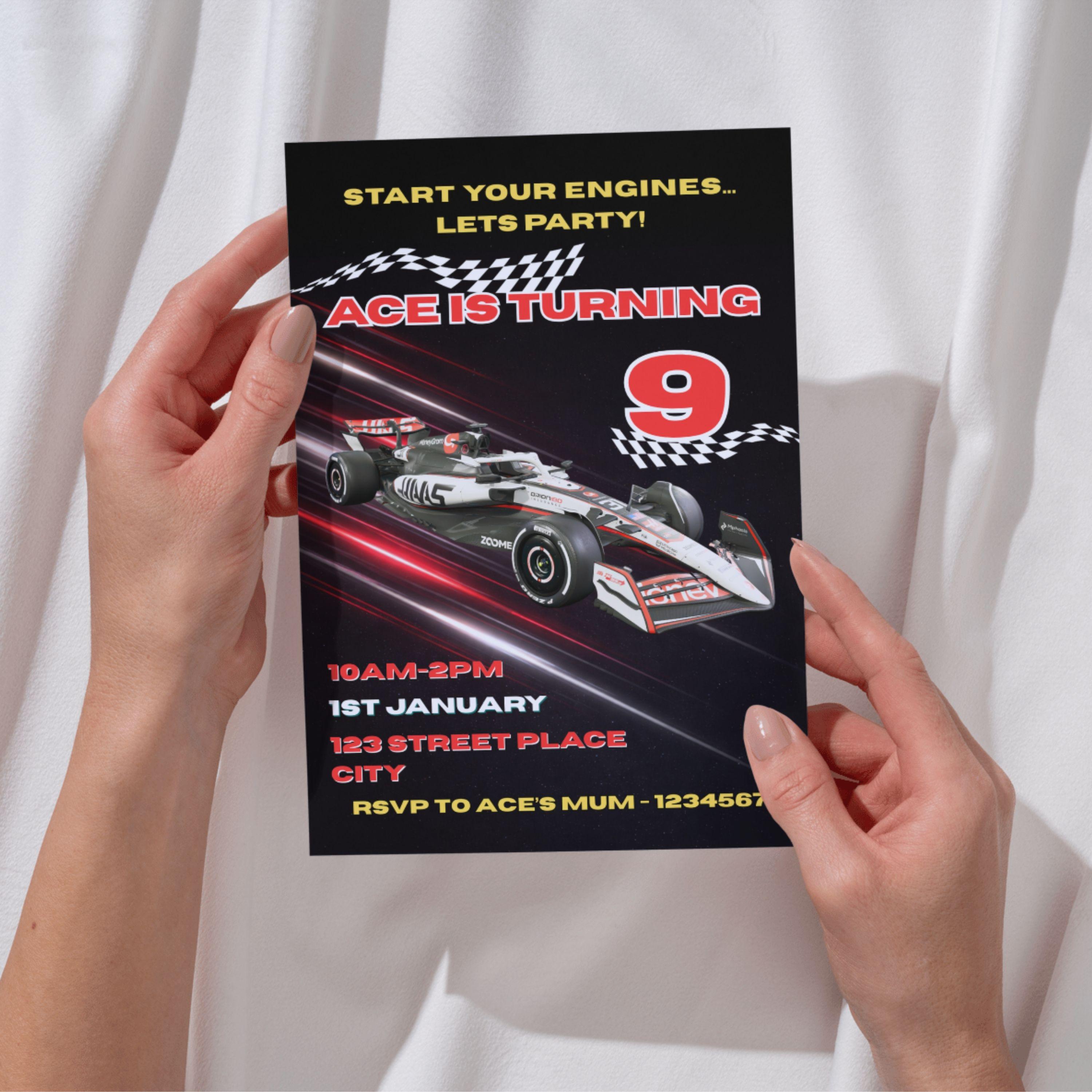 Haas F1 Racing Birthday Invitation | Editable Canva Formula One Party ...