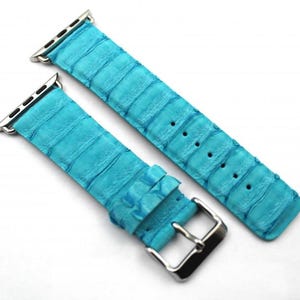 Apple Watch Band CASE 42 mm-44 mm-45 mm Handcrafted Blue Embossed Scales Steel Buckle Excellent Quality Made in Italy