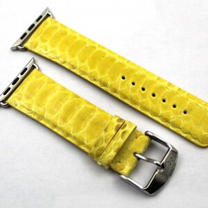 Apple Watch Band CASE 42 mm-44 mm-45 mm Handcrafted Attachments included Glossy Yellow Color High Quality Watch Band Made in Italy