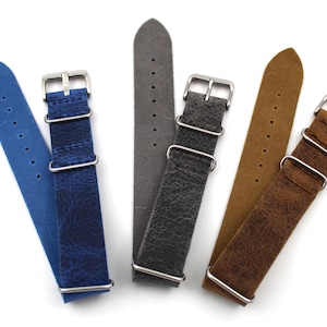 Genuine Leather Watch Straps Mohawk Military Style Various Colors Handcrafted Steel Buckle Made in Italy Lug 20 mm Watch Band Top Quality