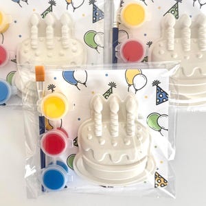 Birthday Cake Paint Kit – Party Favor Craft Kit, Plaster Figurine Activity