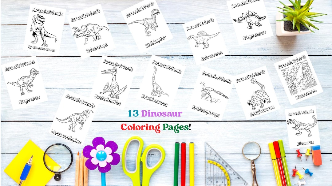 Jurassic Friends Dinosaur Coloring Pages – 13 Printable Sheets for Kids ...