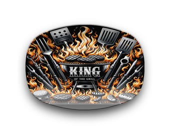 Grillfat kungen, het BBQ-serveringsfat, fars dag-grillfat