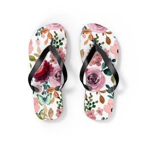 Floral Print Flip Flops: Summer Beach Pool Sandals