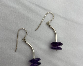 Amethyst and sterling silver drop earrings