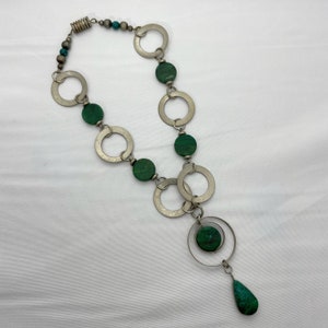 Silver and green jasper funky necklace