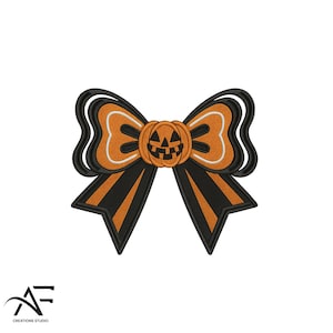Halloween Pumpkin Bow Embroidery Design: Spooky Machine Embroidery (Digital Download