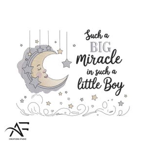 Little Boy Miracle Embroidery Design – Newborn Baby Machine Embroidery File – Child Birth Digital Download – Baby Shower Gift File