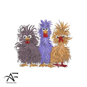 Chickens Embroidery Design – Farm Hen & Rooster Machine Embroidery File, Farm Animal Stitch Pattern, Barnyard Embroidery Download