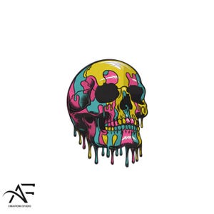 Melting Skull Embroidery Design – Edgy Machine Embroidery Pattern for Gothic & Alternative Projects