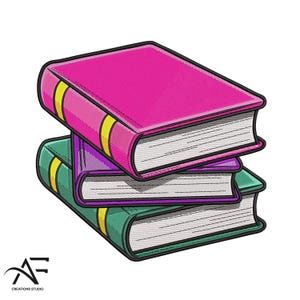 Stack of Books Embroidery Design: Book Lover Gift (Digital Download